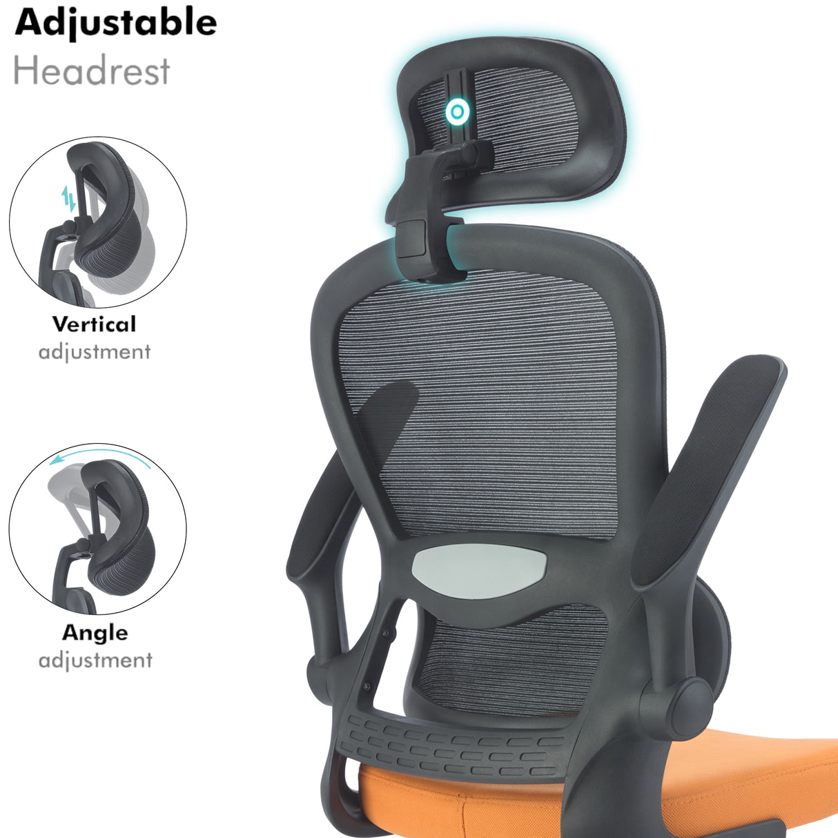 Adjustable Headrest Orange Black Office Chair – Ergonomic, Comfortable, Lumbar Support