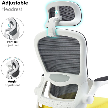 Adjustable Headrest Yellow Black Office Chair – Ergonomic, Comfortable & Stylish Design