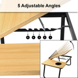 pine laptop table for sofa shown in a visual guide with 5 lifting angles for flexible home use