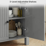 [Grey] Linra Grey Painted 2 Door Sideboard with Drawers - Oak Top close-up diagram showcasing its 3-level adjustable shelves.