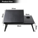 Adjustable table for laptop with coffee stand – ergonomic, portable & spacious (55cm x32cm x25cm)