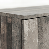 [Ash Grey] Top corner panel detail of ash grey wardrobe highlighting wood grain texture and clean edge finish