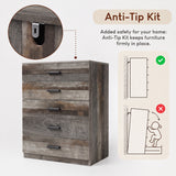 [Ash Grey] Feature graphic demonstrating the wall-mounting Anti-Tip Kit for the Ash Grey Chest.