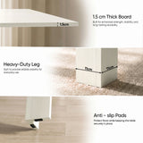 [Ash White] Detail guide of flip-top dining table: 1.5cm thick tabletop, 11cm wide legs and anti-slip footpads.