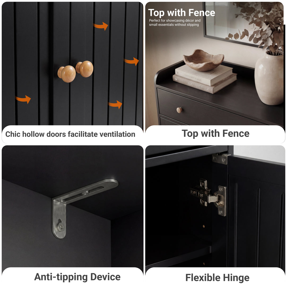 4-Tier Shoe Storage Cabinet with Adjustable Shelves Hallway