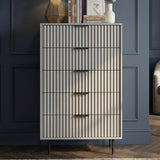 Flutrina Painted Tall Chest of 5 Drawers with Metal Handles