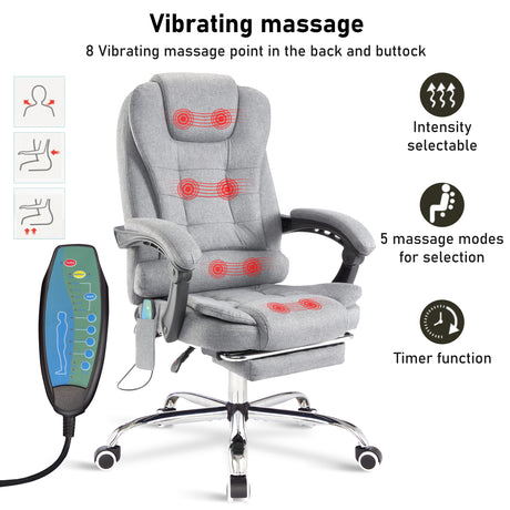 Back massage office chair with vibrating massage function for enhanced comfort.