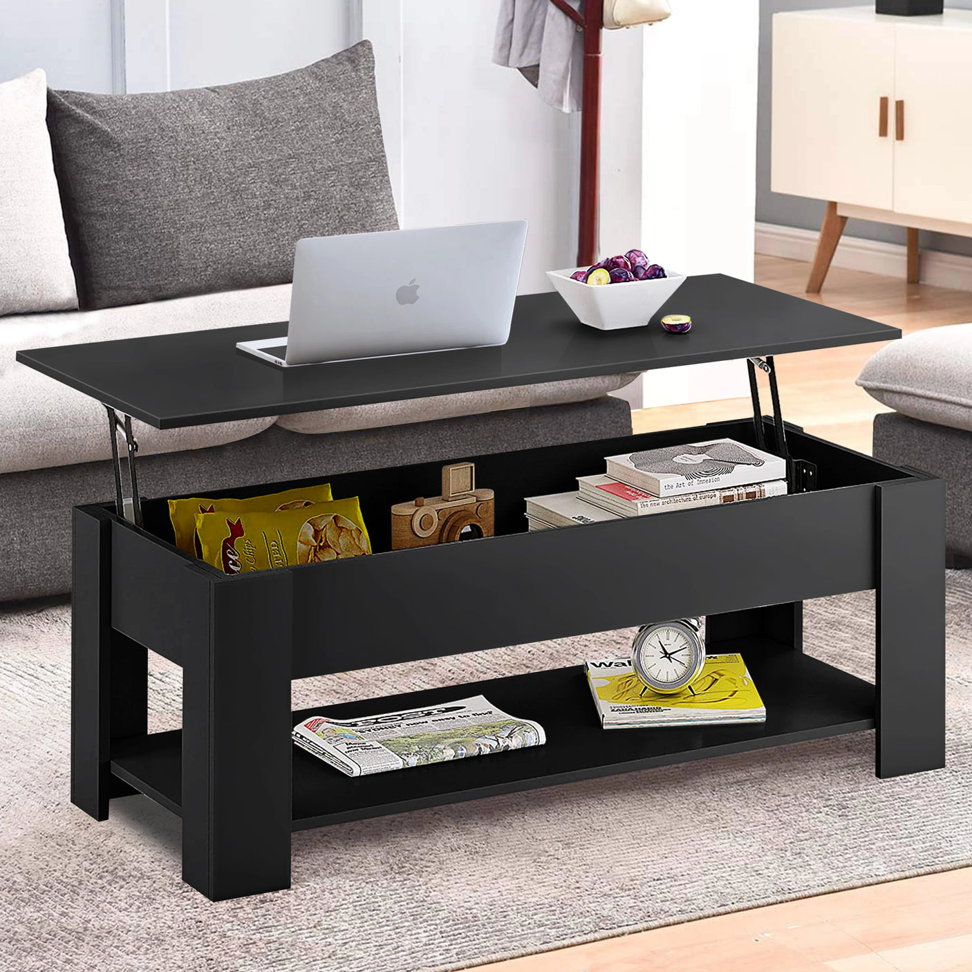 Lift Top Storage Coffee Table | Lift Up Modern Tea Table 120cm Wide