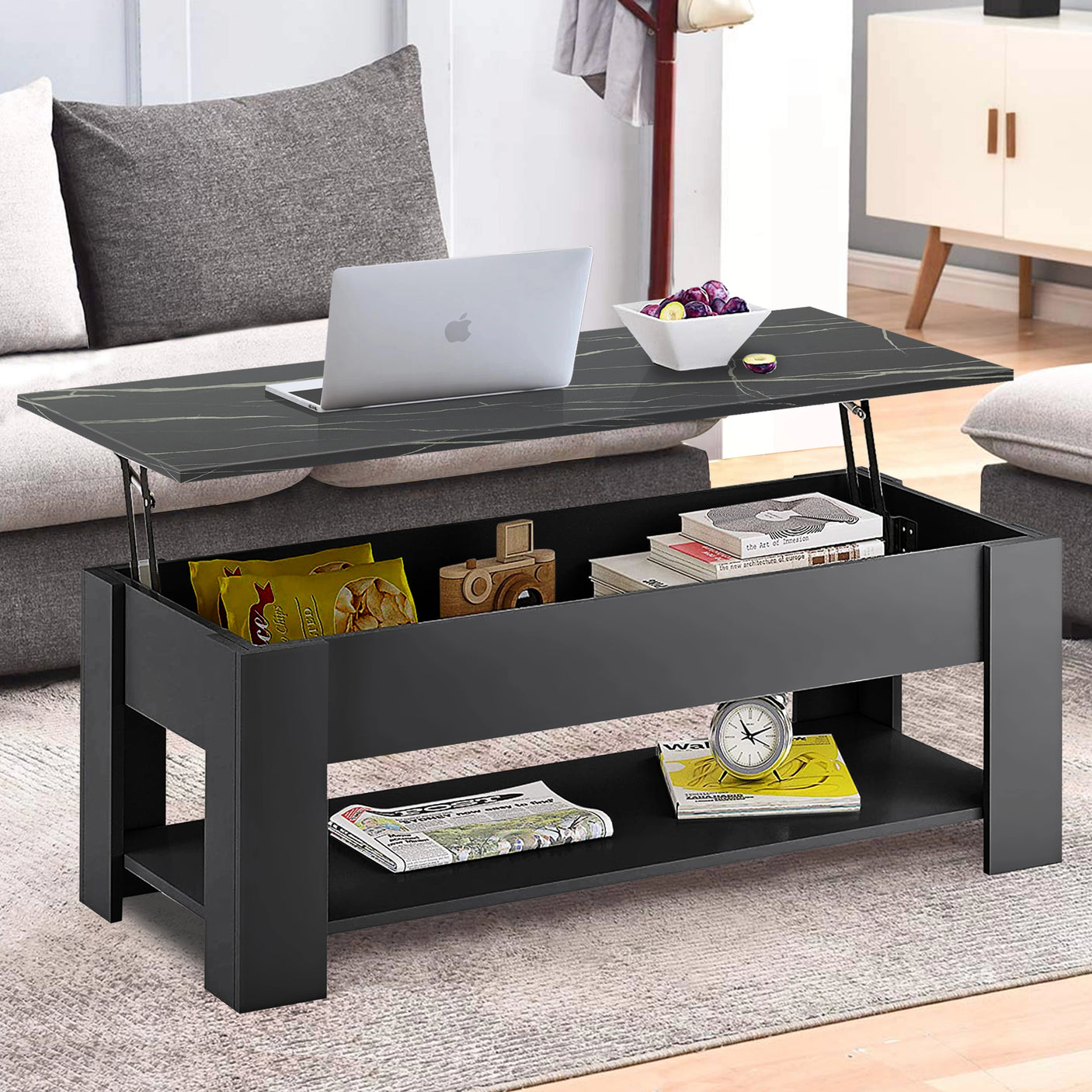 Lift Top Storage Coffee Table | Lift Up Modern Tea Table 120cm Wide