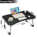 Bed desk for laptop with adjustable size, perfect for comfortable use in bed.