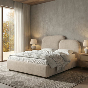 [Double | Beige] Modern bedroom with a large bed, side tables, and a window.