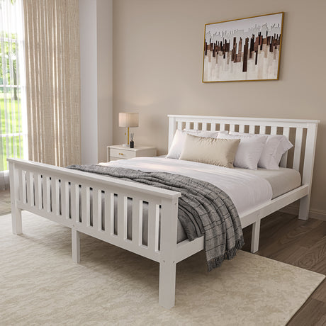 Sturdy wooden double bed frame – a classic and durable choice for any bedroom.