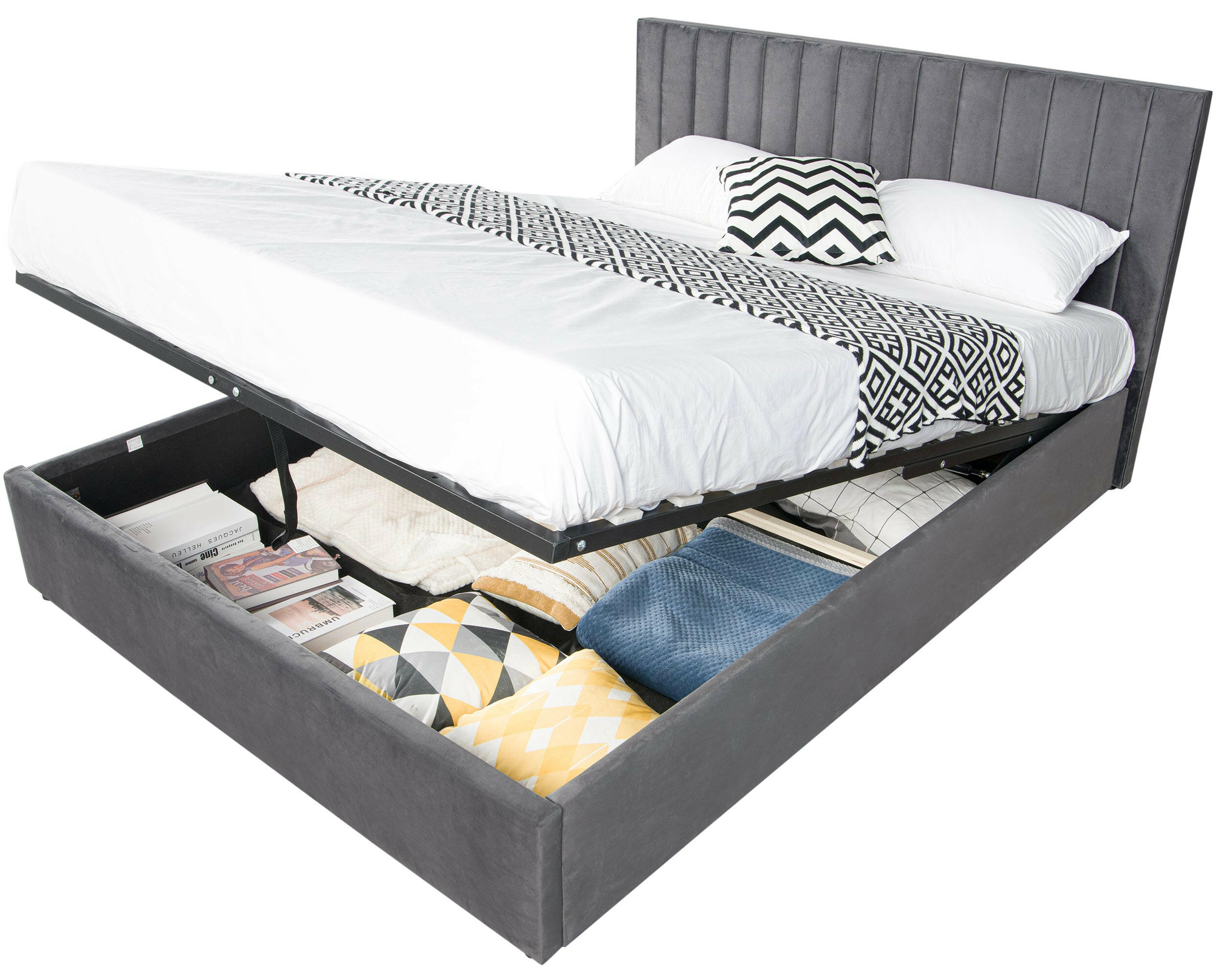 Bed frame ottoman with storage for efficient space utilization and bedroom organization