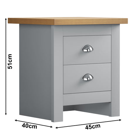 Bedside drawers with dimensions 51cm x 40cm x 45cm, offering compact storage for essentials.
