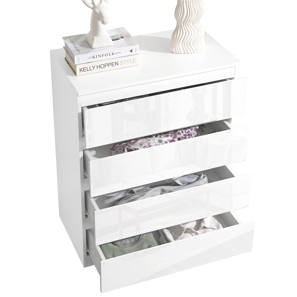 Bedroom chest of drawers white sleek design and spacious storage for any room