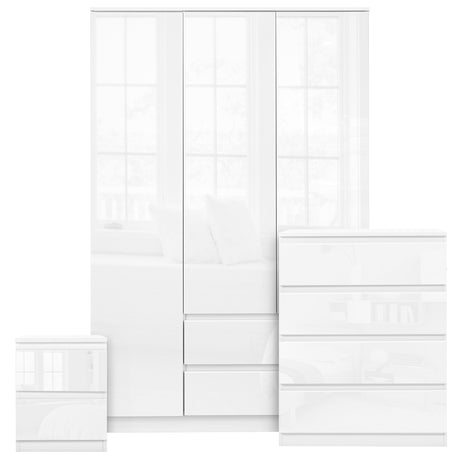 3 piece bedroom furniture set modern design with wardrobe and storage solutions