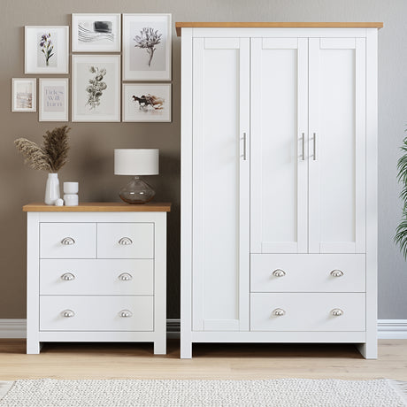 bedroom furniture set sale triple wardrobe with 5 drawer chest stylish and spacious storage