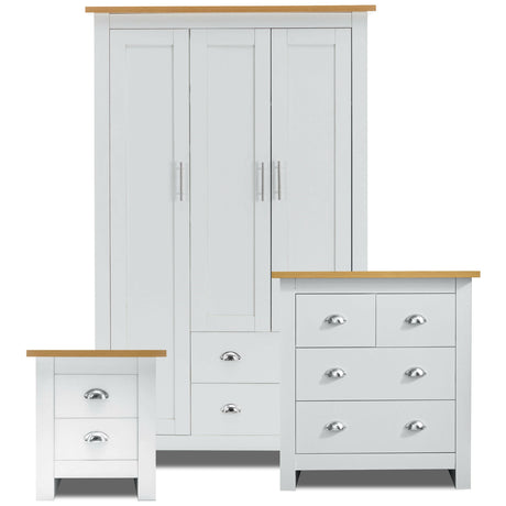 Bedroom furniture set UK with chest of drawers, bedside table & wardrobes for a stylish look.