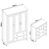 Shaker 2 Door Wardrobe, 4 Chest of Drawers - Bedroom Set
