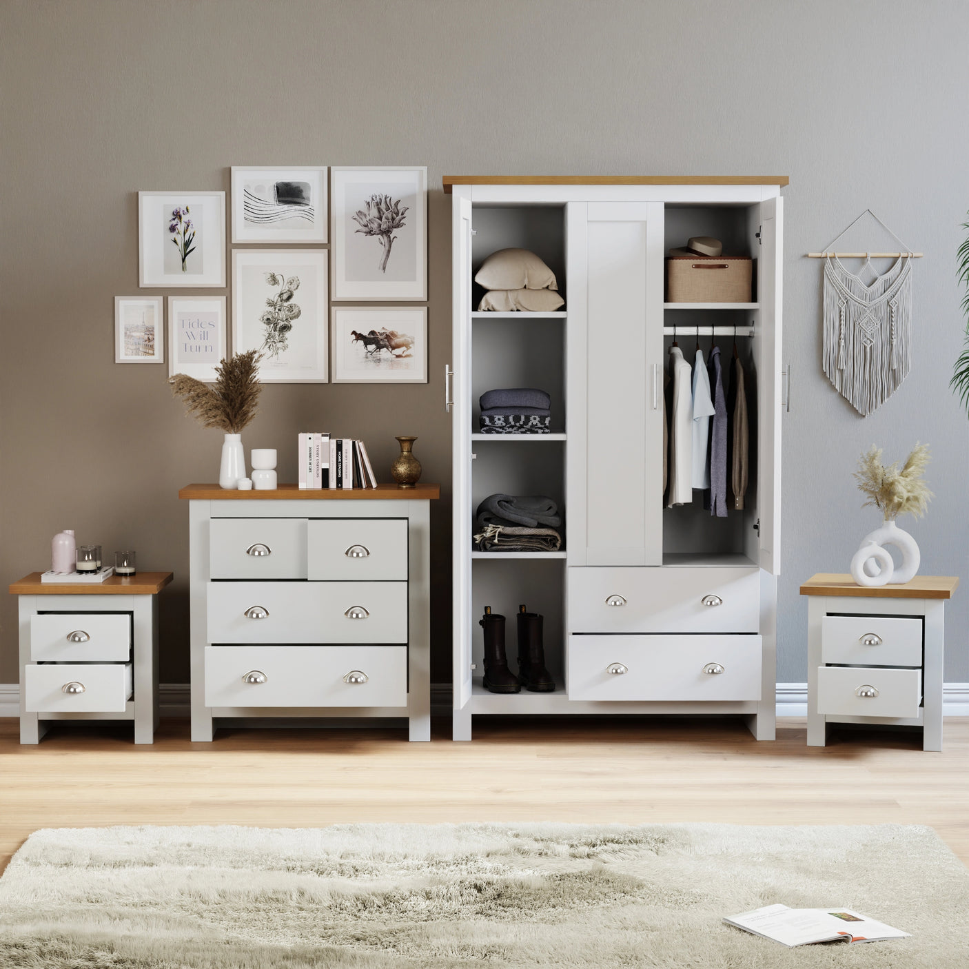 Shaker 4 Piece Bedroom Set - Wardrobe and Chest of Drawers