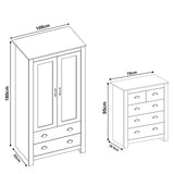 Shaker 2 Door Wardrobe, 5 Chest of Drawers - Bedroom Set
