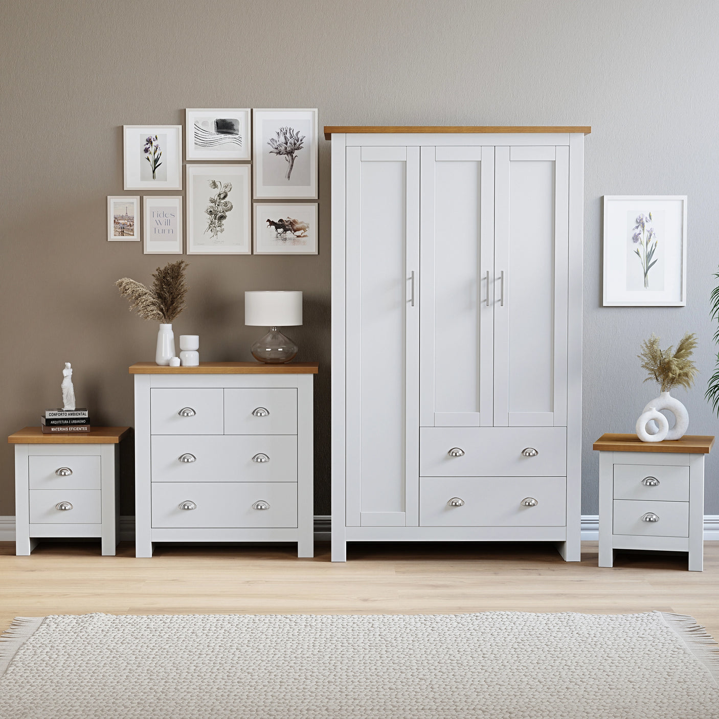 Shaker 4 Piece Bedroom Set - Wardrobe and Chest of Drawers