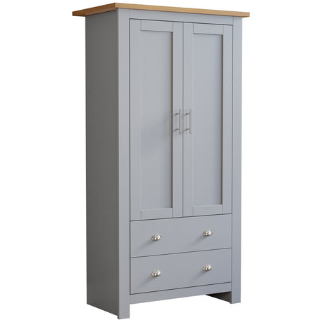 Bedroom wardrobes for sale with 2 drawers in grey colors, offering ample storage space.
