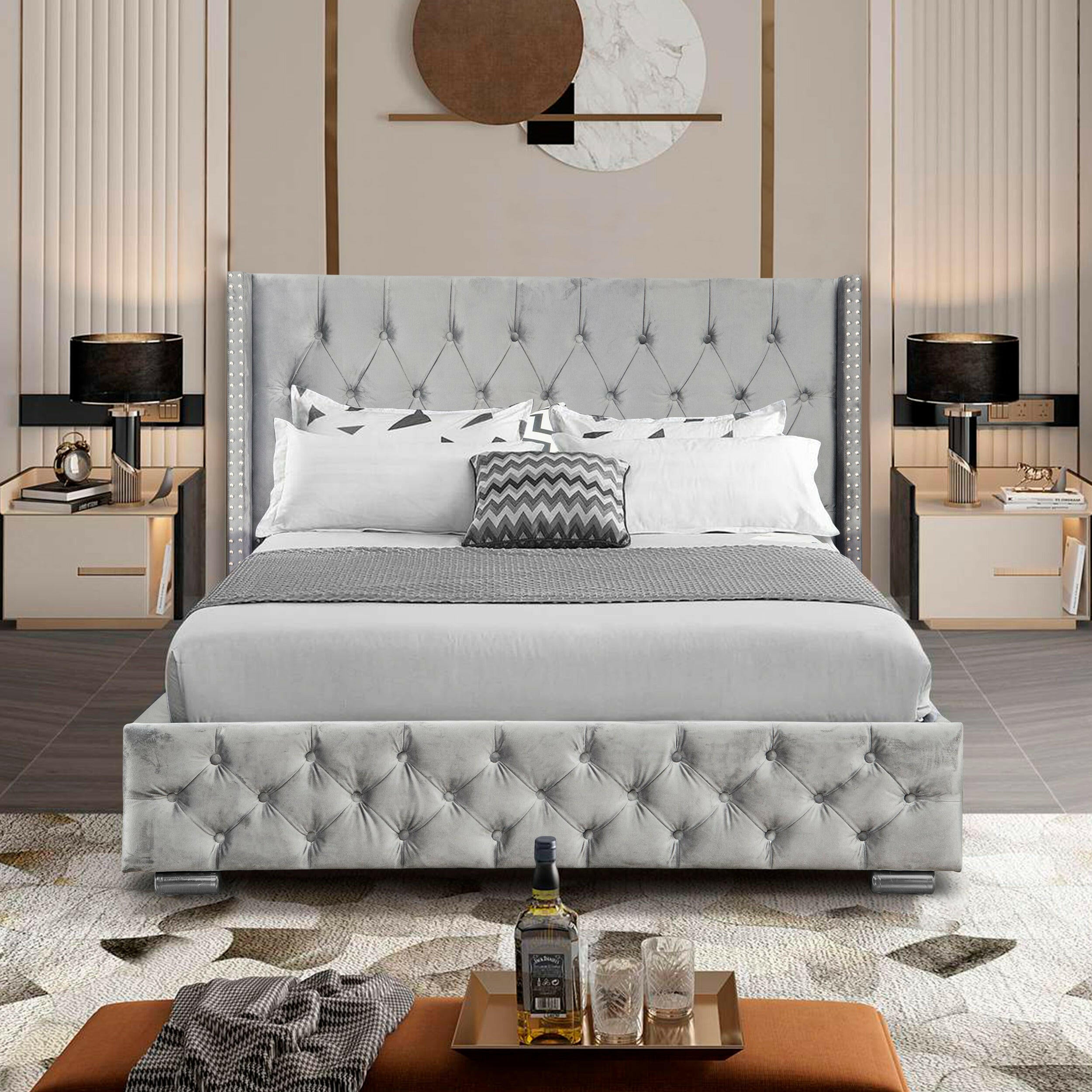 grey ottoman bed