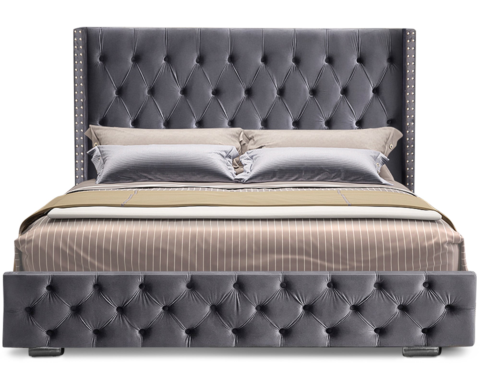 Blisswood Ottoman Bed with Storage & Headboard - Velvet Cross Design