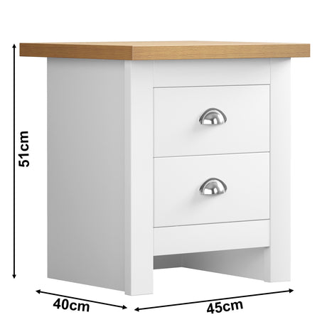 bedside cabinets white with size 51cm x 40cm x 45cm, offering ample storage and sleek design.
