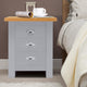 Bedside table 3 drawers grey and oak top, stylish and functional bedroom furniture.