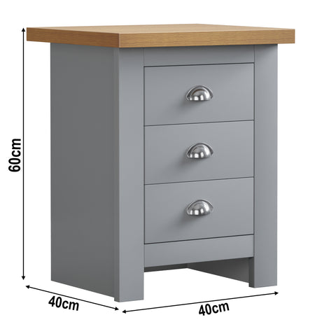 Bedside table UK with dimensions 60cm x 40cm x 40cm, perfect for bedroom storage.