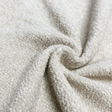 [Beige | Set of 2] Dining chair close-up view of plush chenille boucle upholstery with dense loops & soft tonal shading