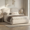[King | Beige] Embracea bed styled at an angle in a warm neutral bedroom with linen textures and layered cushions