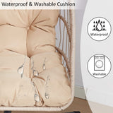[Beige] Waterproof cushion for egg chair, featuring washable fabric for easy maintenance