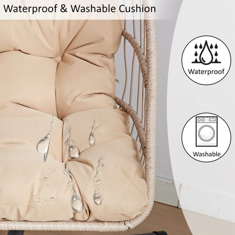 [Beige] Waterproof cushion for egg chair, featuring washable fabric for easy maintenance