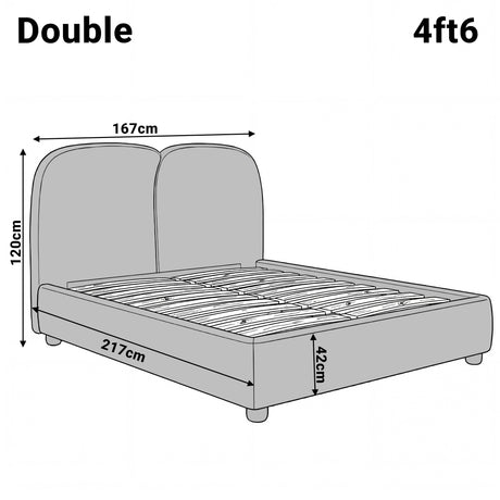 Dimensions diagram of a Double (4ft6) beige wooden bed frame, with length 226 cm, width 168 cm, and height 119 cm