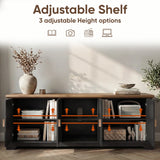 [Black] Bellford TV unit cutaway with books, baskets and speaker, shelves repositionable at three heights