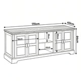 [Black] Bellford TV unit line diagram, external size 170 x 40 x 64 cm, door width 56 cm, centre shelf 41 cm