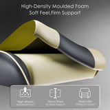 Cross-section of Xstriker Gaming Chair With Footrest showing high-density moulded foam with soft feel and firm support. Features 10cm thick padding for extra comfort.