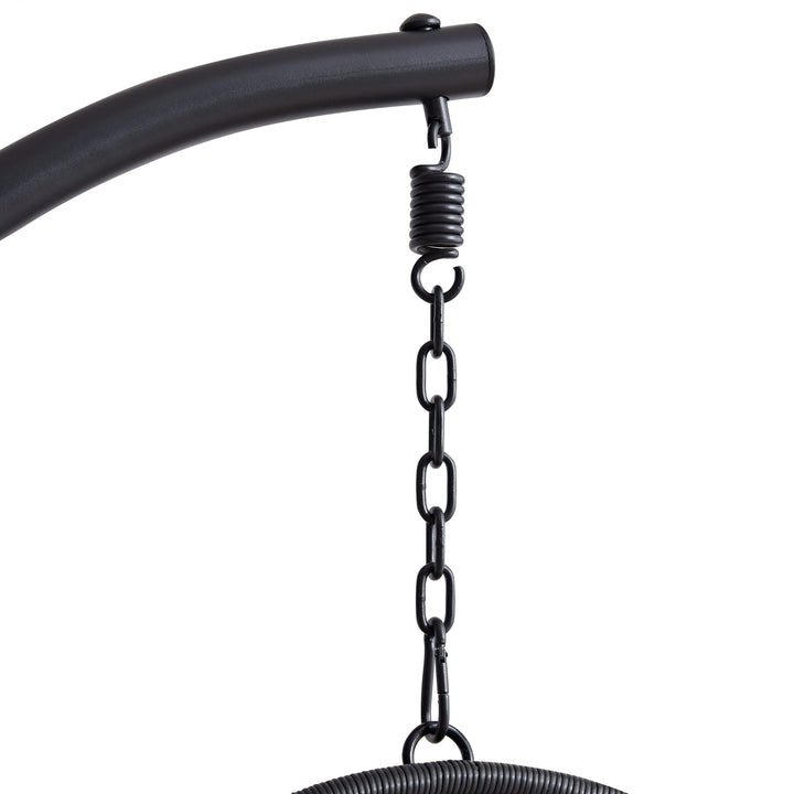 [Black] Sturdy hanging chain with a spring hook for the best garden egg chairs, ensuring durability