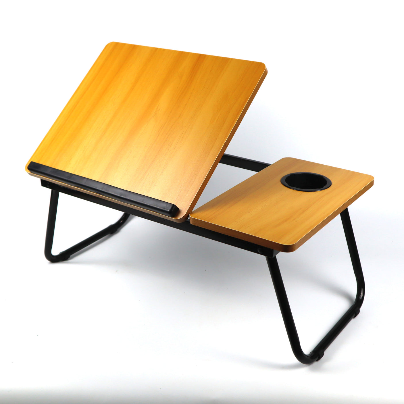 Best height-adjustable study table in pine brown, designed for comfort and flexibility, perfect for studying or working in bed or on the sofa.