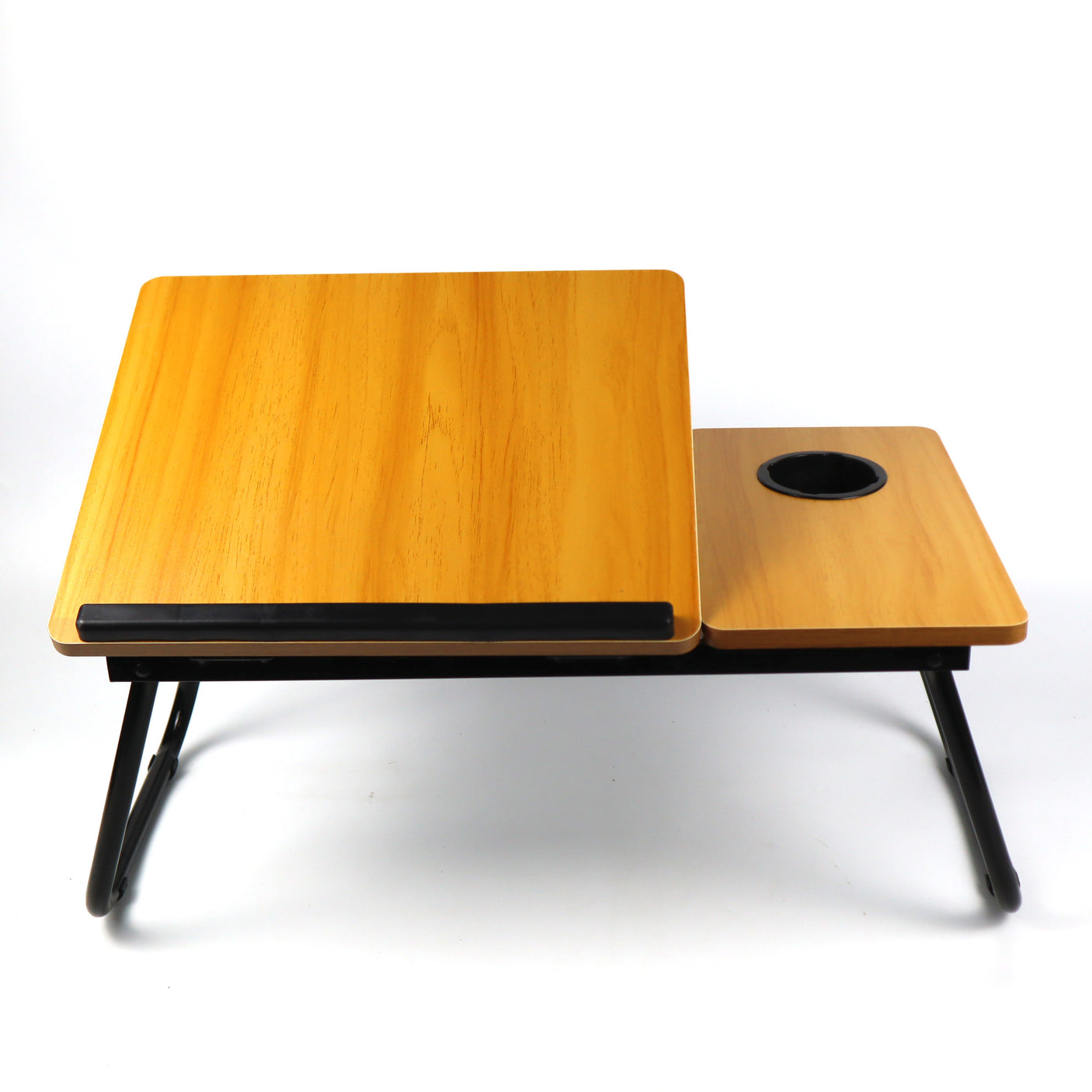 Best portable pine brown laptop table, foldable and adjustable for easy use in bed, on the sofa, or anywhere you need a sturdy surface.