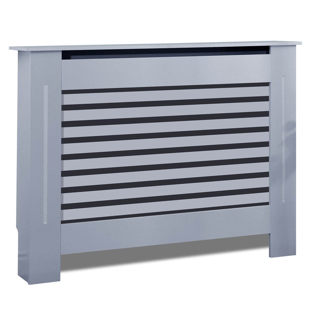 Best radiator cover for heat, featuring grey design with horizontal slats, efficiently concealing.