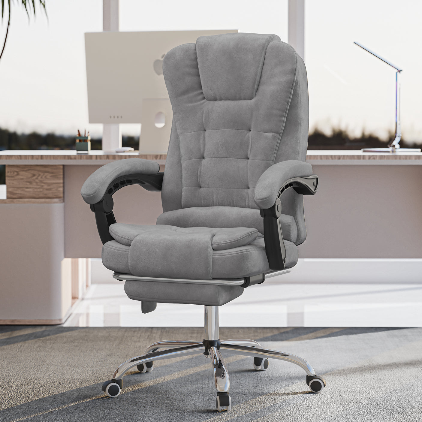 Ergonomic Office Chair 8 Point Massage Velvet Chair