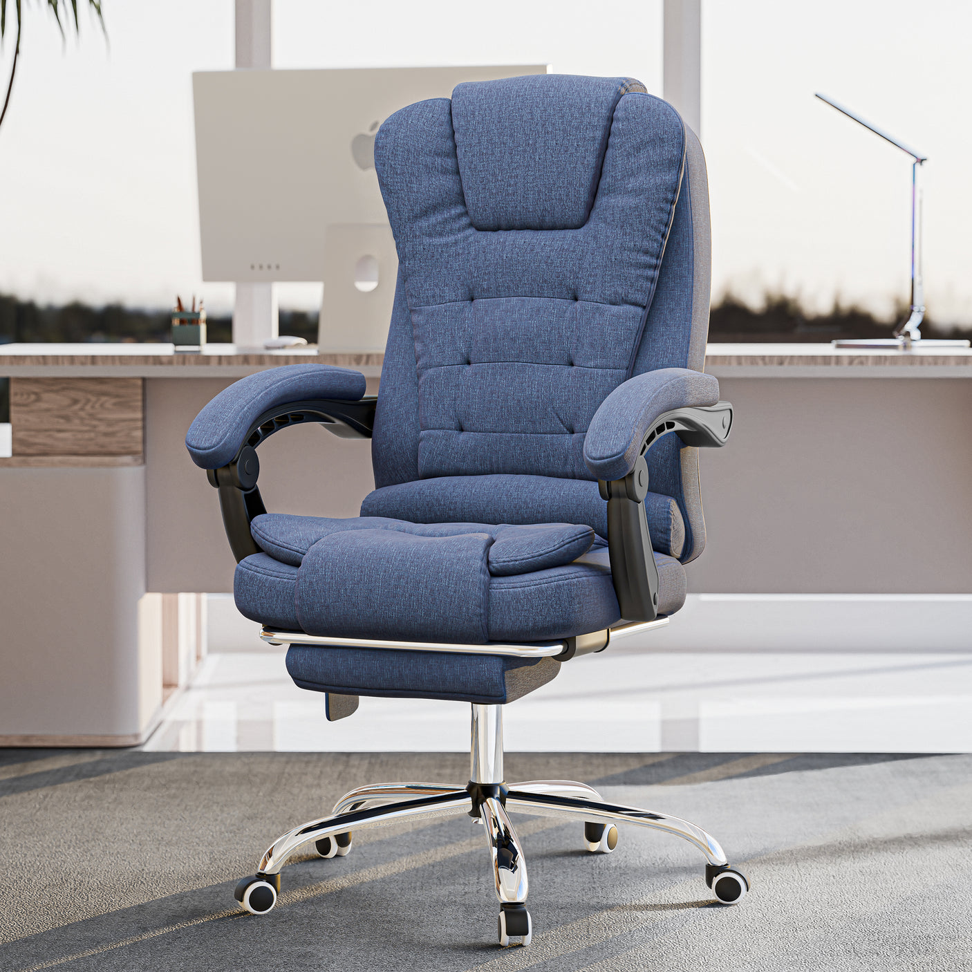 Ergonomic 8 Point Office Massage Chair | Recliner With Footrest