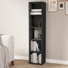 [5 Shelf | Black] angled view of matt black 132cm-tall full bookcase in warm low-lit den