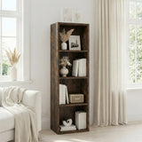 [4 Shelf | Rustic] living alcove setup with rustic panel hallway-tall bookcase over reclaimed plank floor