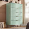 [Sage Green] painted 5 drawer chest with flutrina drawer fronts and gold finish metal handles and legs