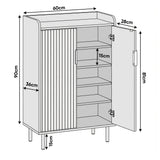 [Black] Flutrina shoe cabinet dimension diagram showing W60 x D28 x H90cm with 15cm shelf spacing and 36cm depth